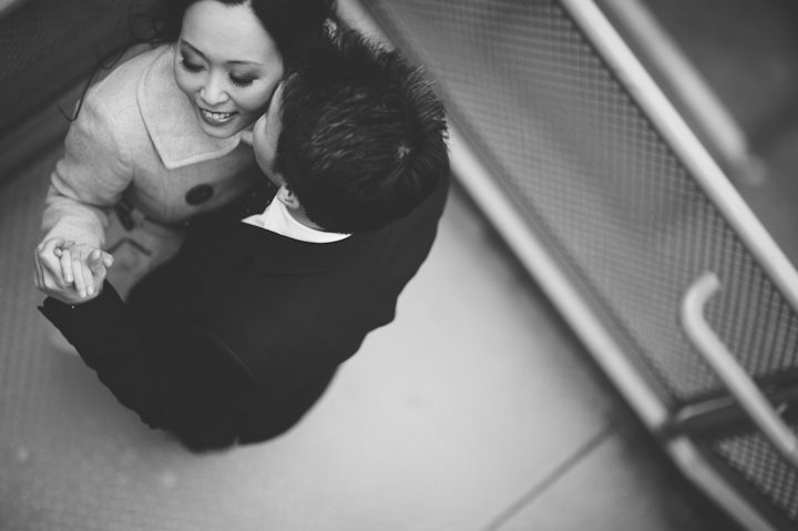 Couple slow dance during their engagement session in NYC. Captured by NYC wedding photographer Ben Lau.
