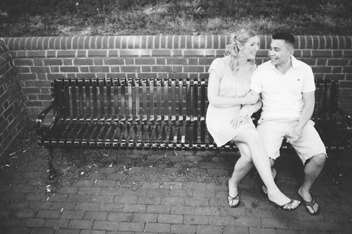 Couple smiles during their engagement session, captured by Annapolis wedding photographer Ben Lau.