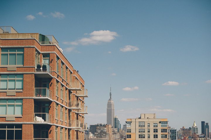 NY skyline through Hoboken rooftops.