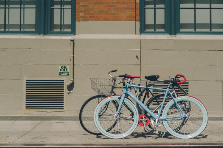 Bicycles on the street. Captured by NYC wedding photographer Ben Lau.