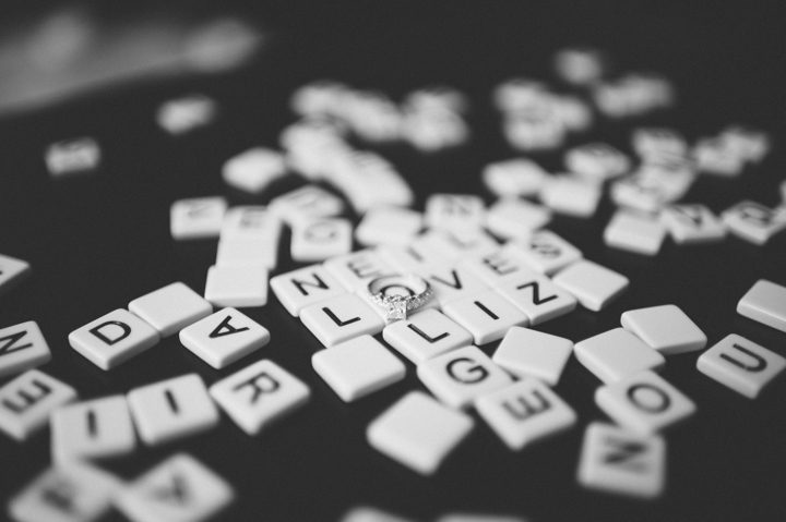 Bananagrams during an engagement session in Washington DC with Ben Lau Photography.
