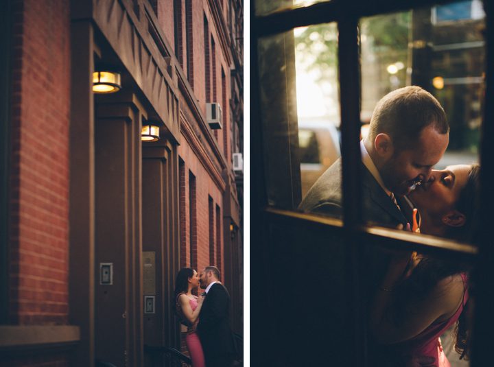 Nicole and Matt during their engagement session in the West Village with NYC wedding photographer Ben Lau.
