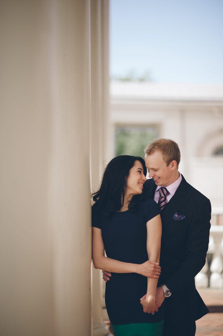 Melissa and Joe's engagement session at the Waterworks in Philadelphia, PA. Captured by NJ wedding photographer Ben Lau.
