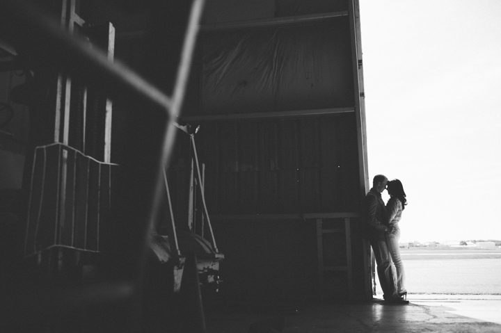Engagement session at an airfield in Philadelphia, PA. Captured by NJ wedding photographer Ben Lau.