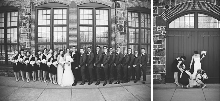 Bridal party photos at Kathleen and Tim's wedding at the Phoenixville Foundry in Phoenixville, Pa. Captured by Northern NY wedding photographer Ben Lau.
