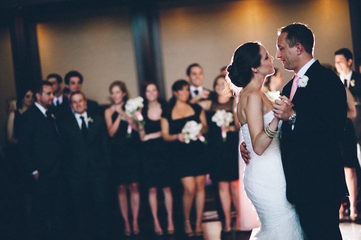 Kathleen and Tim share their first dance at the Phoenixville Foundry in Phoenixville, Pa. Captured by Northern NY wedding photographer Ben Lau.