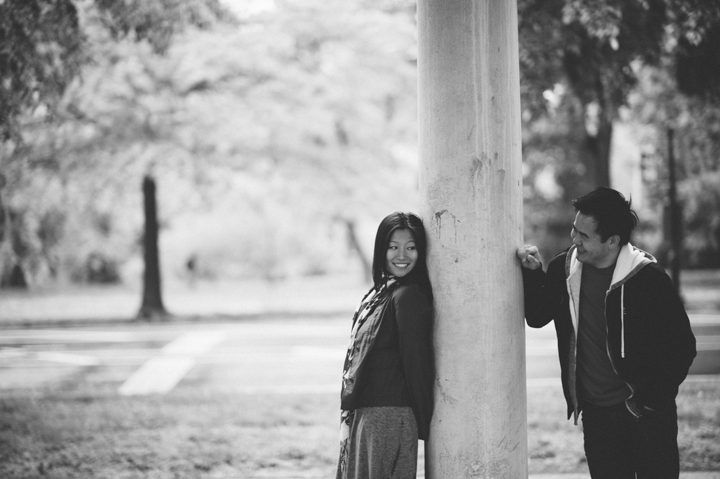 Rainy engagement session in Prospect Park with NYC wedding photographer Ben Lau.