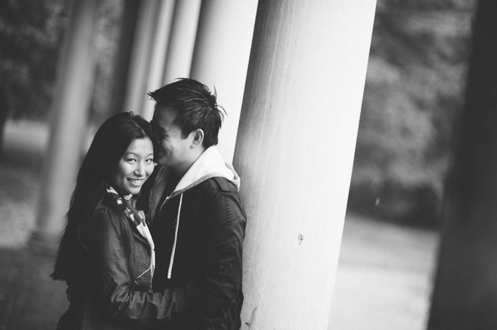 Rainy engagement session in Prospect Park with NYC wedding photographer Ben Lau.