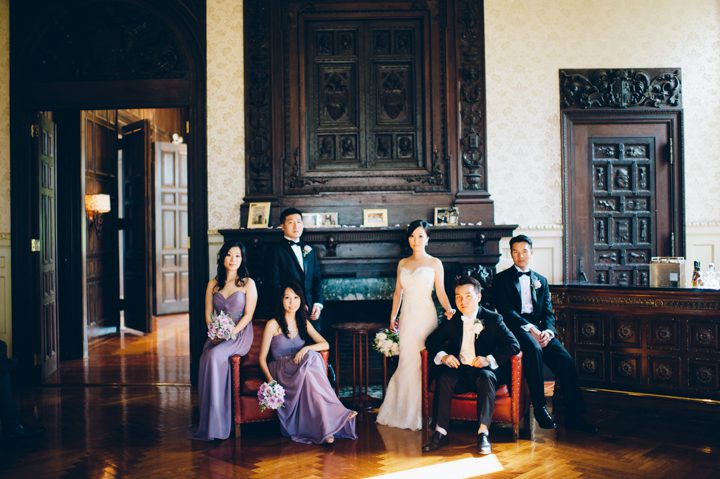 Bridal party photo at the Hempstead House in Sands Point Preserve, Long Island. Captured by NYC wedding photographer Ben Lau.