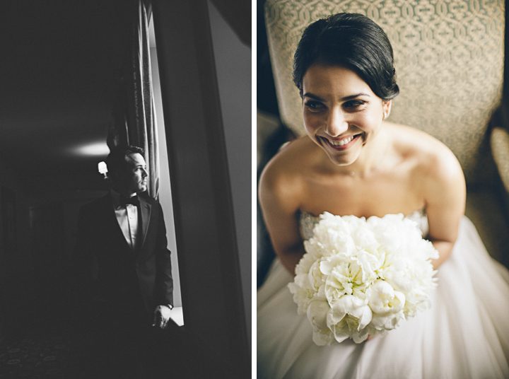 Bride and groom solo portraits on their wedding day at the Castle on the Hudson. Captured by NYC wedding photographer Ben Lau.