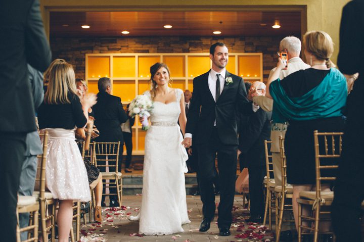 Wedding recessional at the Stone House in Stirling Ridge. Captured by NJ wedding photographer Ben Lau.