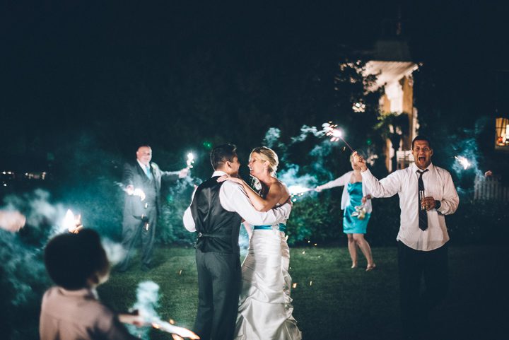 Sparklers at the Antrim 1844 Country House in Taneytown, MD. Captured by Baltimore wedding photographer Ben Lau.