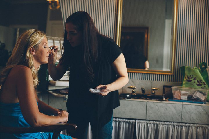 Bride gets ready at the Antrim 1844 Country House in Taneytown, MD. Captured by Baltimore wedding photographer Ben Lau.