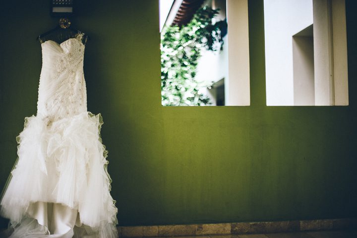 Wedding dress at the NOW Larimar Resort & Spa in Punta Cana, Dominican Republic. Captured by destination wedding photographer Ben Lau.