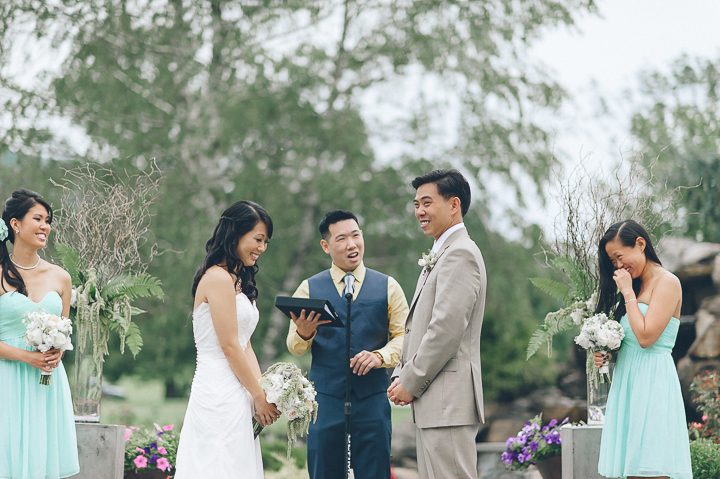 Outdoor wedding ceremony at Falkirk Estates in Central Valley, NY. Captured by NYC wedding photographer Ben Lau.