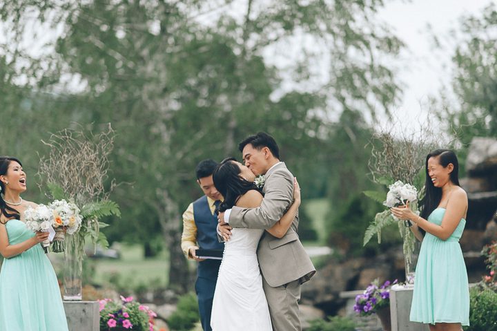 Outdoor wedding ceremony at Falkirk Estates in Central Valley, NY. Captured by NYC wedding photographer Ben Lau.