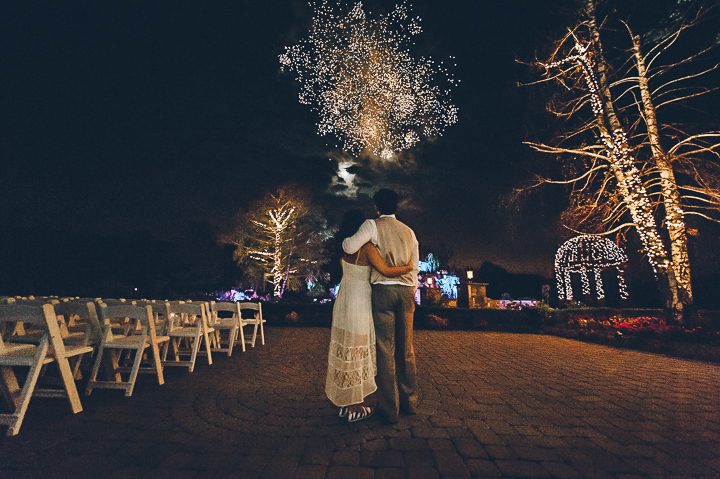 Fireworks display during a wedding reception at Falkirk Estates in Central Valley, NY. Captured by NYC wedding photographer Ben Lau.