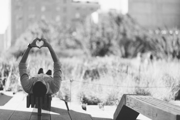 Engagement session in High Line Park. Captured by NYC wedding photographer Ben Lau.