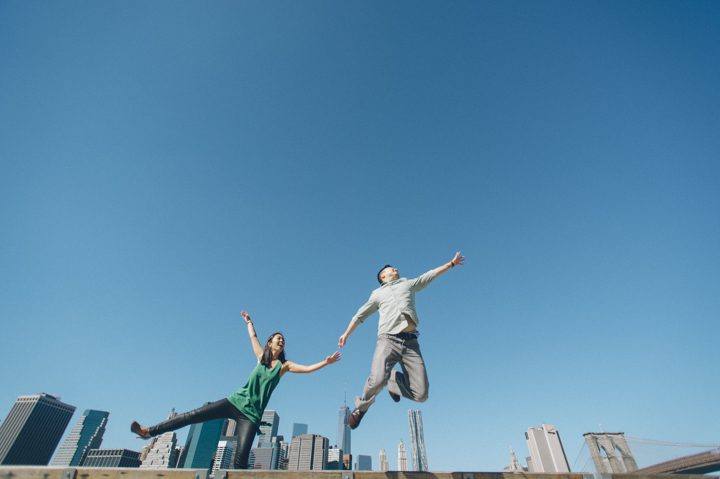 Engagement session in DUMBO. Captured by NYC wedding photographer Ben Lau.