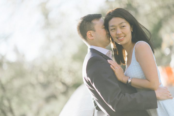 Engagement session at the Bow Bridge in Central Park. Captured by NYC wedding photographer Ben Lau.