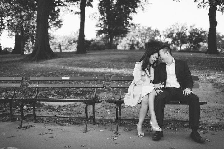 Engagement session in Central Park. Captured by NYC wedding photographer Ben Lau.