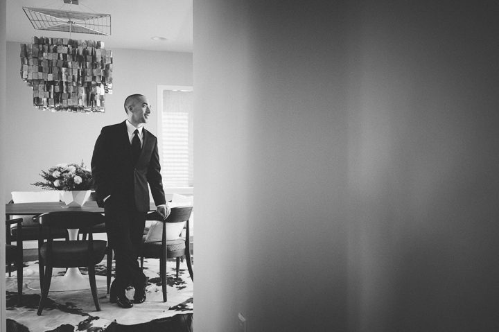 Groom portraits at home in Washington DC. Captured by NYC wedding photographer Ben Lau.