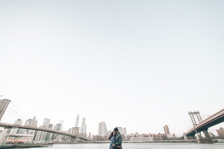 NYC Engagement Session in DUMBO captured by NYC wedding photographer Ben Lau.