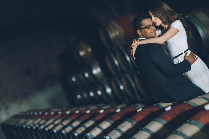 Tivoli and David pose during their engagement session at Raphael Winery in Peconic, NY. Captured by NYC wedding photographer Ben Lau.