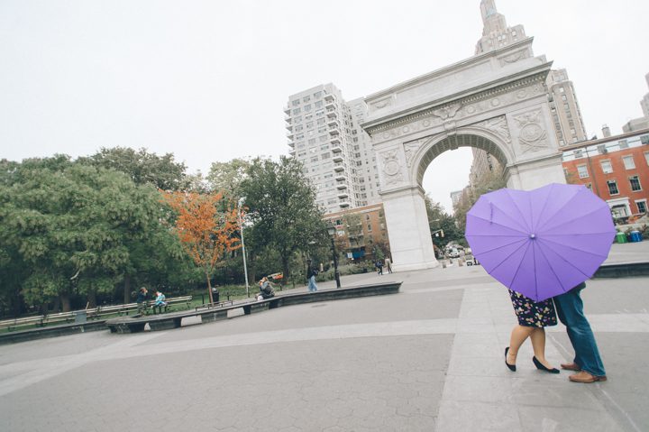 Washington Square Park engagement session captured by NYC wedding photographer Ben Lau.