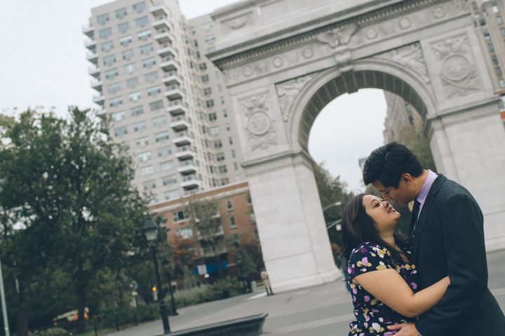 Washington Square Park engagement session captured by NYC wedding photographer Ben Lau.