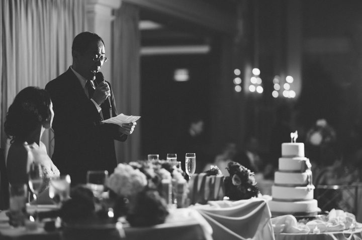 Father of the bride toasts couple at The Palace at Somerset Park, NJ. Captured by awesome NJ wedding photographer Ben Lau.