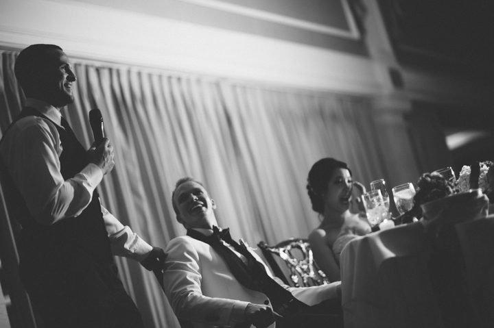 Best man toasts couple at The Palace at Somerset Park, NJ. Captured by awesome NJ wedding photographer Ben Lau.