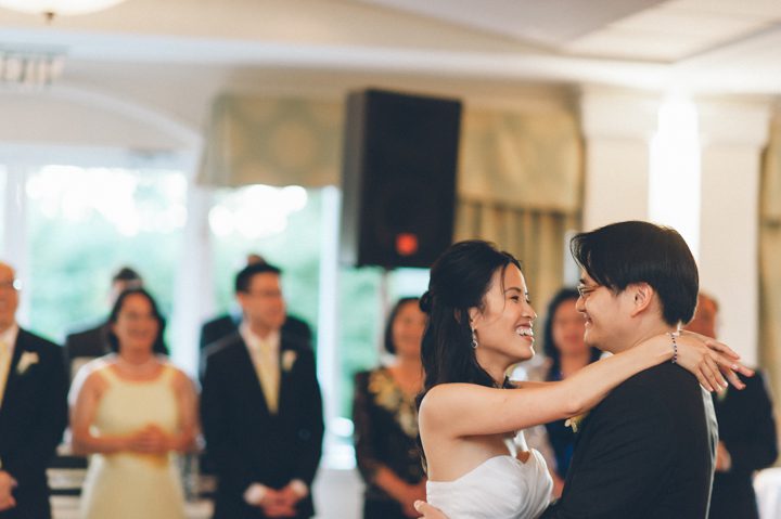 First dances during a Tappan Hill Mansion wedding reception. Captured by NYC wedding photographer Ben Lau.