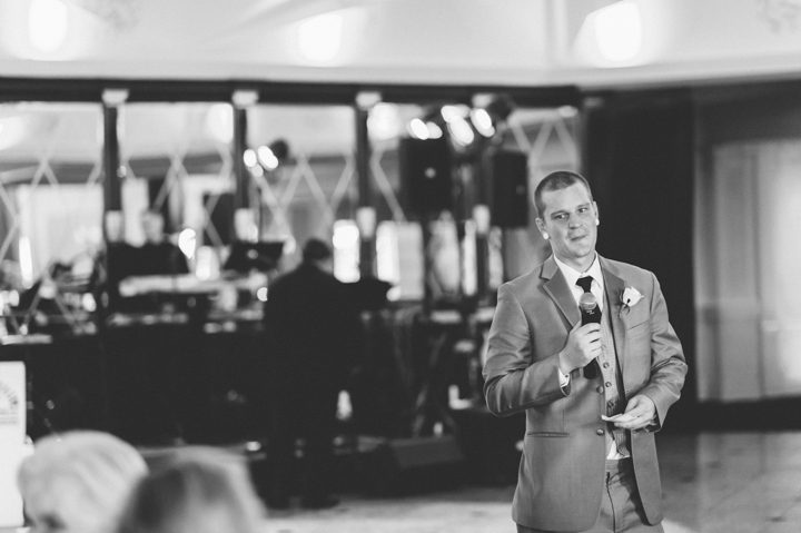 Best man toasts during a Westmount Country Club Wedding in Woodland Park, NJ. Captured by awesome NJ wedding photographer Ben Lau.