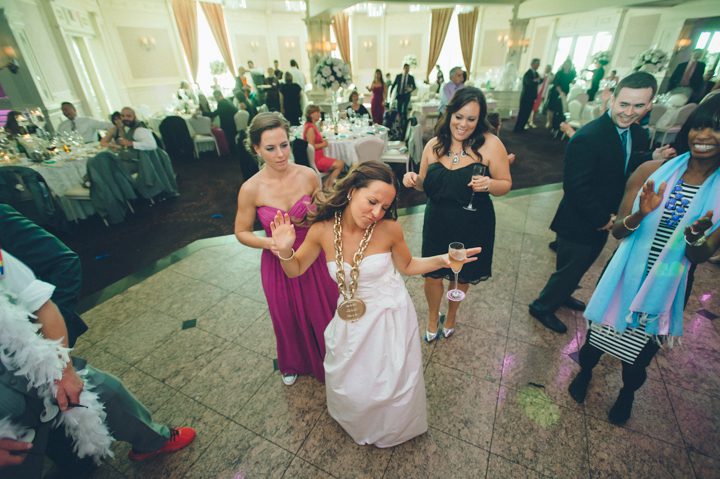 Bride dance during a Westmount Country Club Wedding in Woodland Park, NJ. Captured by awesome NJ wedding photographer Ben Lau.