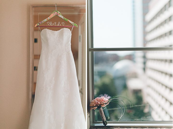 Bride's dress on the morning of her wedding in Northern Virginia. Captured by NYC wedding photographer Ben Lau.