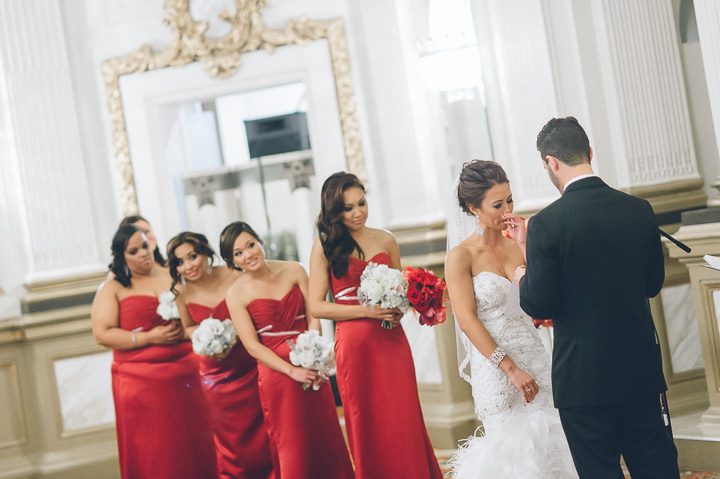 Wedding ceremony at the Belvedere Hotel in Baltimore, MD. Captured by NYC wedding photographer Ben Lau.
