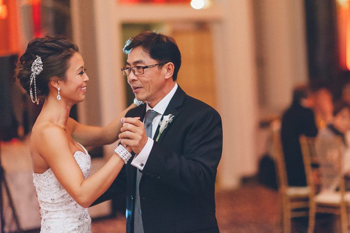 Bride dances with her father during a wedding reception at the Belvedere Hotel. Captured by NYC wedding photographer Ben Lau.