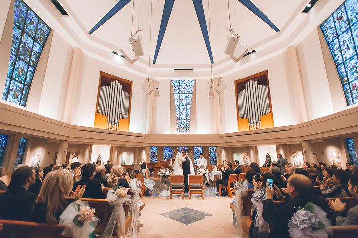 Wedding ceremony at St. John's University. Captured by NYC wedding photographer Ben Lau.