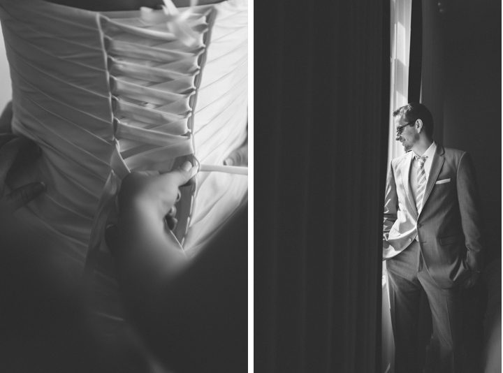 Groom portrait and corset at McLoone's Pierhouse in Long Branch, NJ. Captured by NYC wedding photographer Ben Lau.