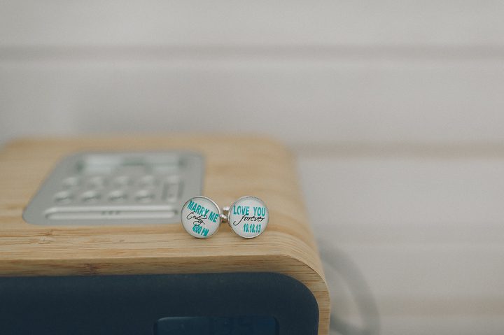 Groom's cufflinks at the Bungalow Hotel for a McLoone's Pier House Wedding in Long Branch, NJ. Captured by NYC wedding photographer Ben Lau.