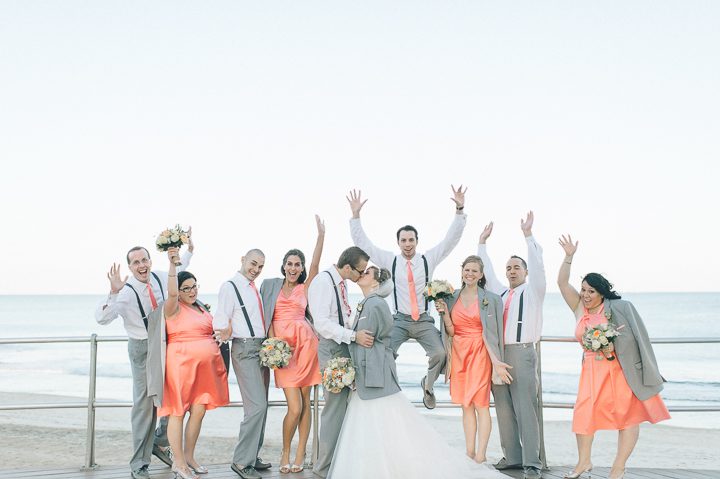 Wedding party photo at a McLoones Pierhouse Wedding in Long Branch, NJ. Captured by NYC wedding photographer Ben Lau.