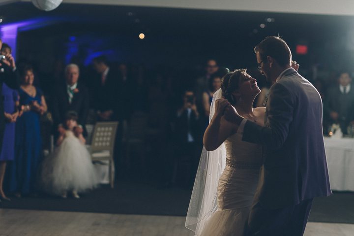 Bride and groom's first dance during a McLoones Pierhouse Wedding in Long Branch, NJ. Captured by NYC wedding photographer Ben Lau.