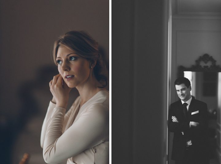 Bride and groom prepare for their New York City Hall wedding, captured by NYC wedding photographer Ben Lau.