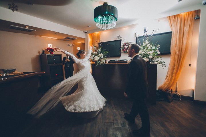 First dances during a wedding reception at Tula's Lounge in New Brunswick, NJ. Captured by Central Jersey Wedding Photographer Ben Lau.