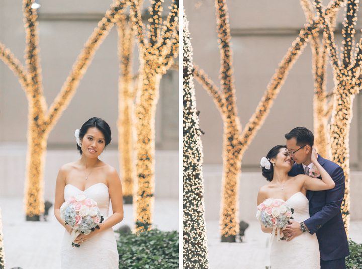 Bride and groom winter wedding photos in NYC. Captured by NYC wedding photographer Ben Lau.