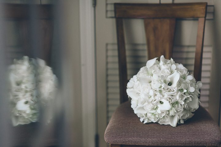 Bride's bouquet on the morning of her wedding at the Westmount Country Club. Captured by Northern NJ wedding photographer Ben Lau.