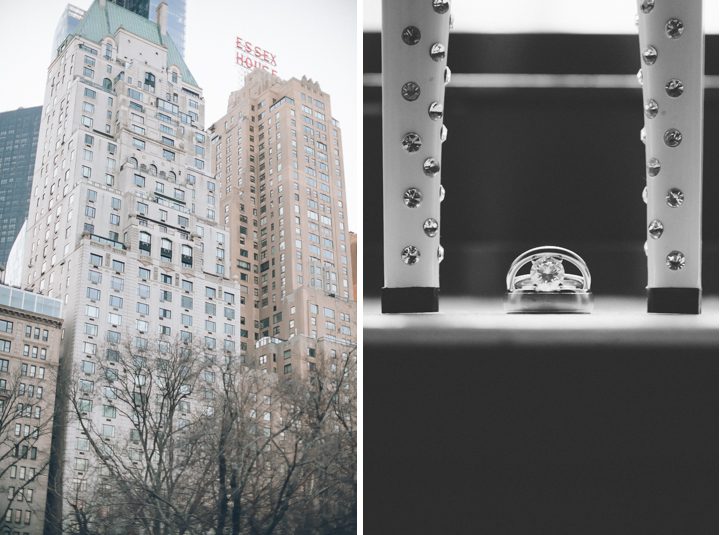 Essex house and wedding ring shot. Captured by NYC wedding photographer Ben Lau.