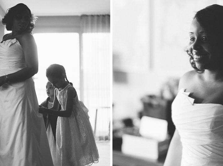 Bride preps for her wedding day at the Maritime Parc in Jersey City, NJ. Captured by NYC wedding photographer Ben Lau.