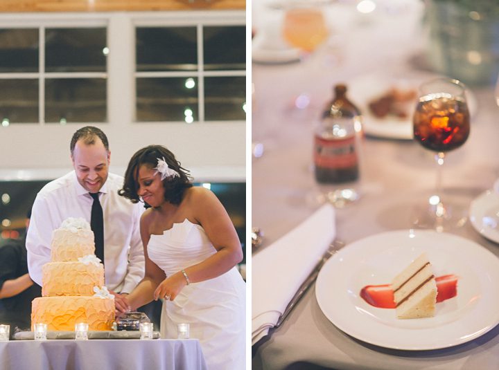 Cake cutting during a wedding at the Maritime Parc in Jersey City, NJ. Captured by NYC wedding photographer Ben Lau.